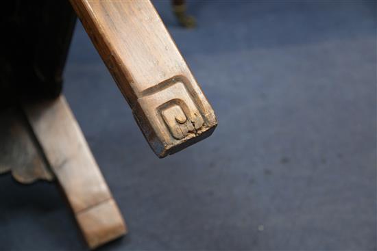 A Chinese hardwood bench, 19th century, W.6ft 2in. D.2ft H.2ft 8in.